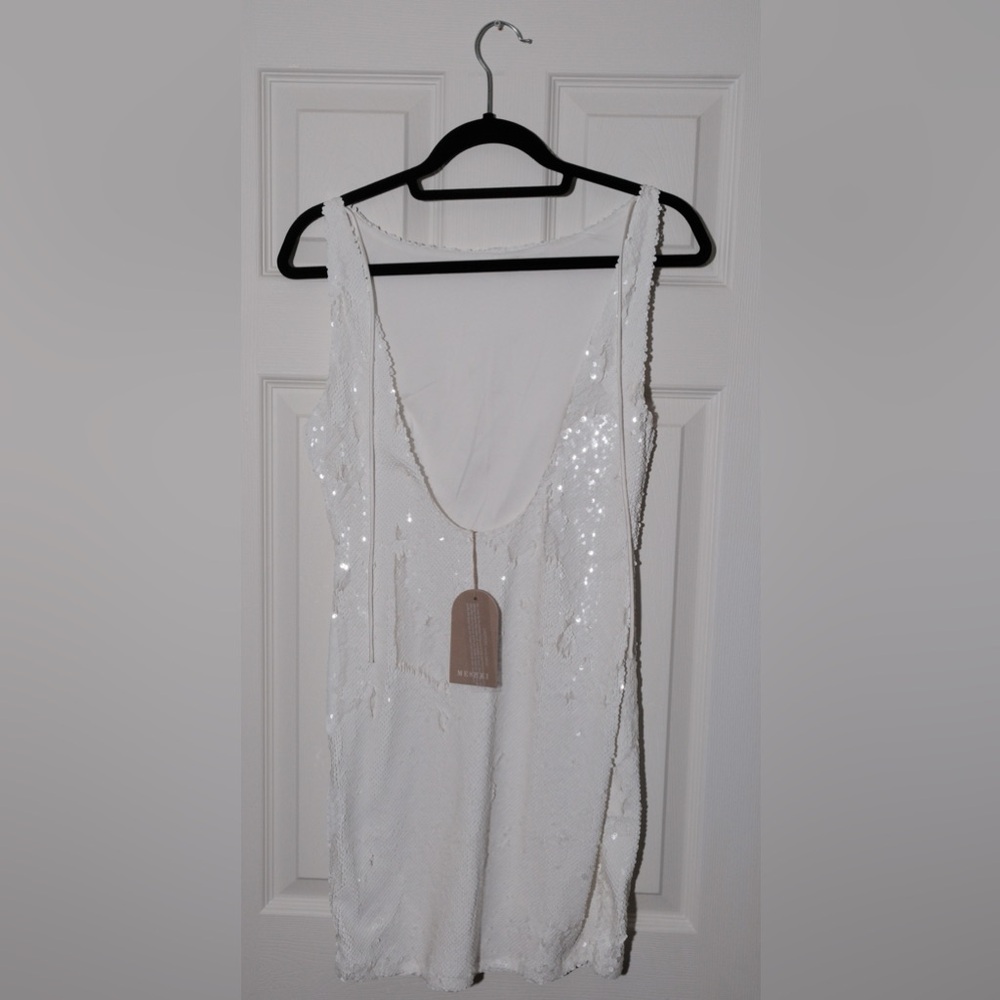 Meshki AYLA White Sequin Mini Dress - Picture 2 of 4